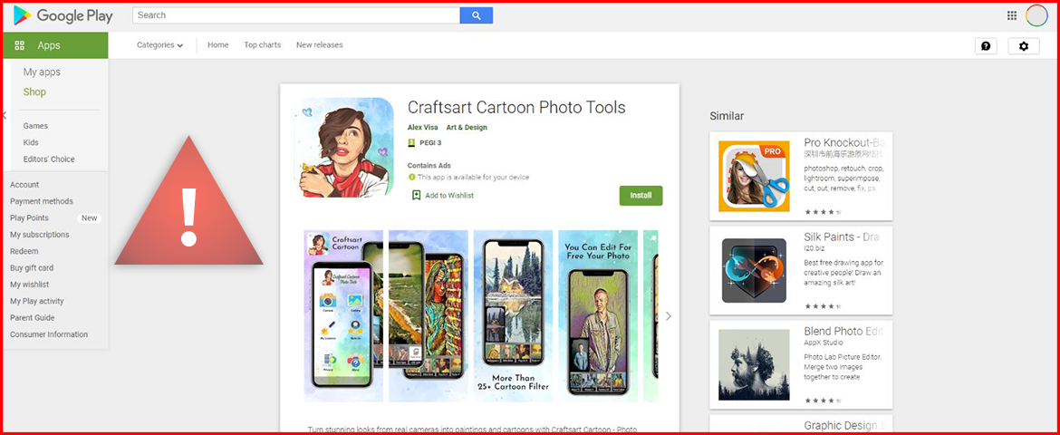 Aplikácia v Craftsart Cartoon Photo Tools v Obchode Google Play