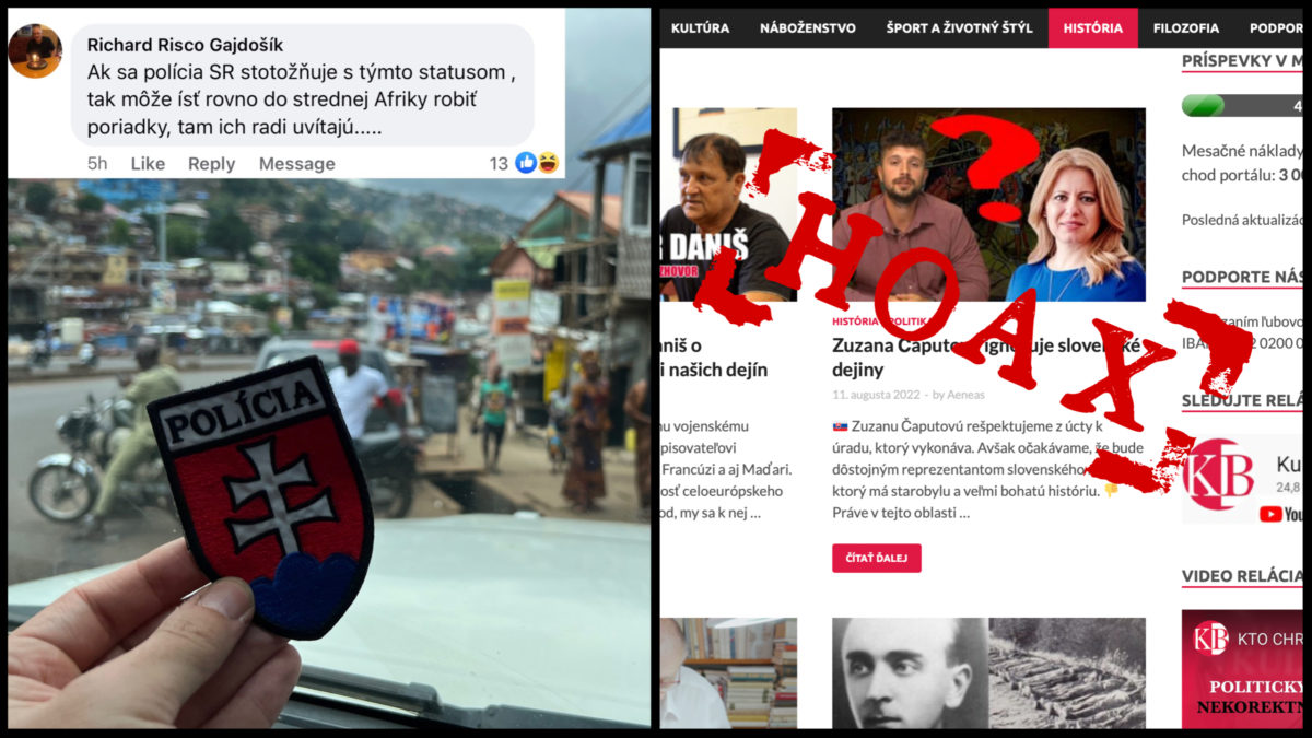 Na ľavej strane je fotografia od slovenských zástupcov s Sierra Leone, na ľavej strane screenshot webu.