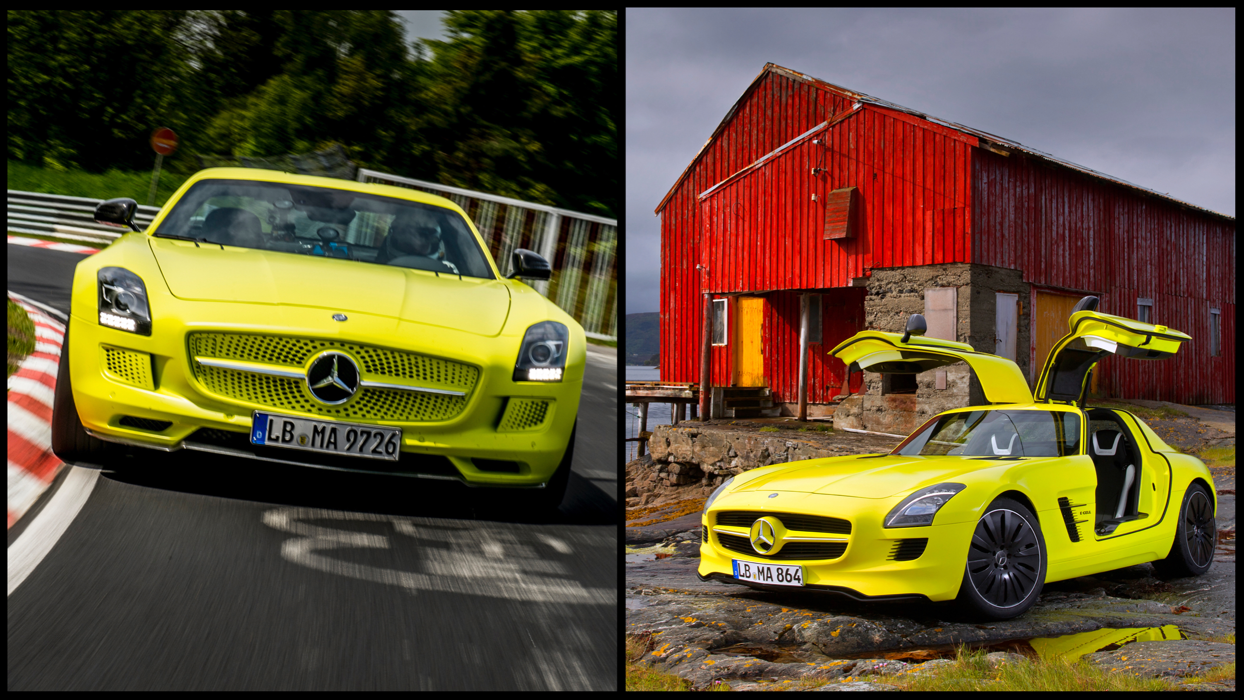 Na titulnej fotke sa nachádzajú SLS AMG Electric Drive a SLS AMG E-CELL.