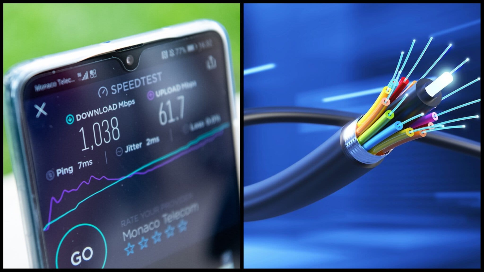 Speedtest a optický kábel