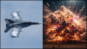 usa stíhačka a výbuch
