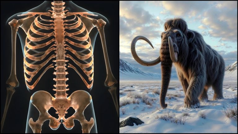 mamut, zviera, ľudská kostra