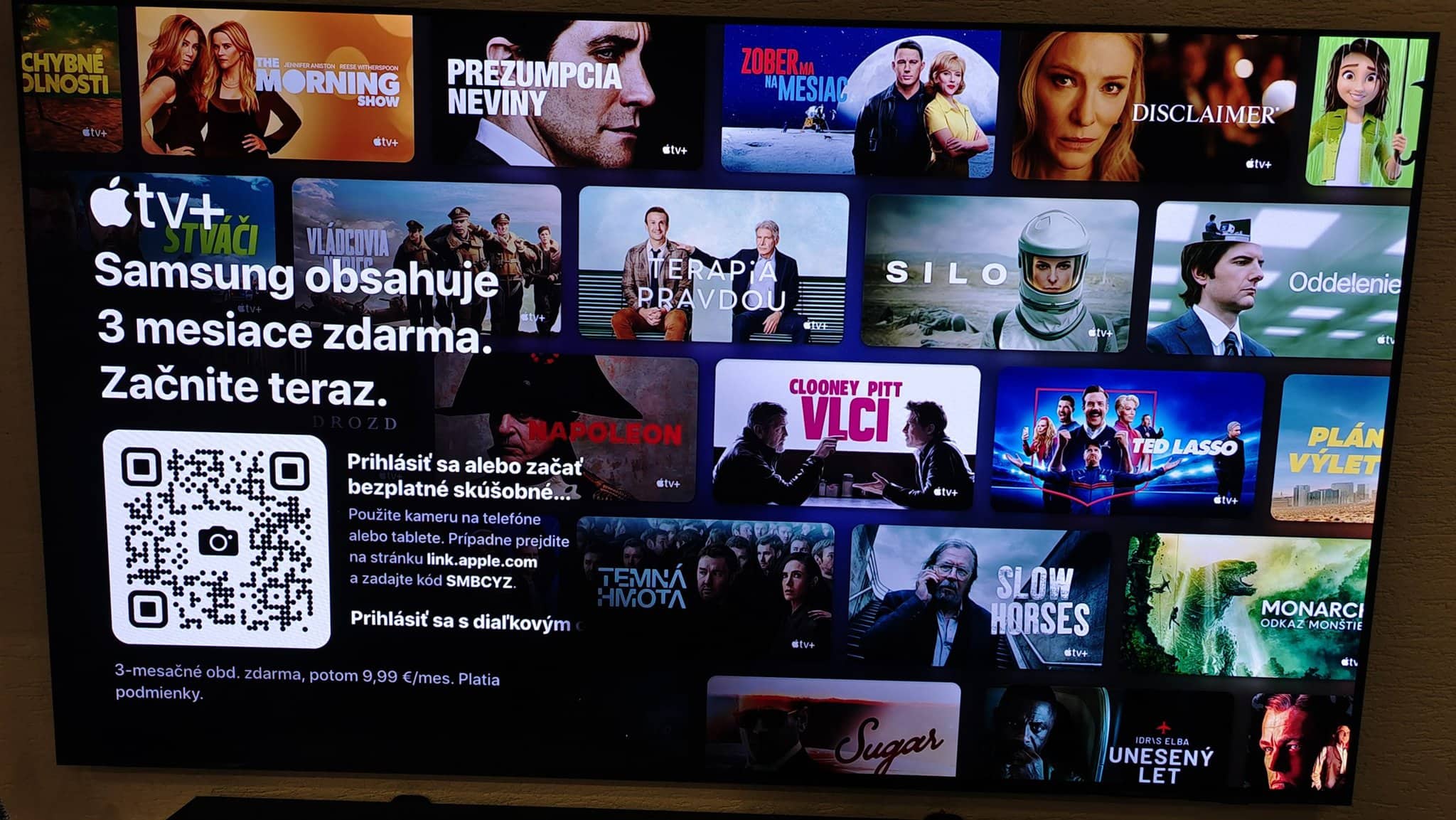 Streamovacia služba Apple TV+ je na TV Samsung dostupná na 3 mesiace zadarmo.