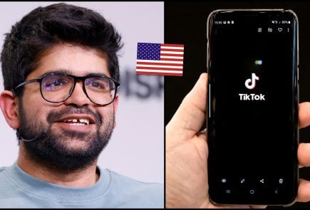 ceo Perplexity, vlajka USA a TikTok v mobile