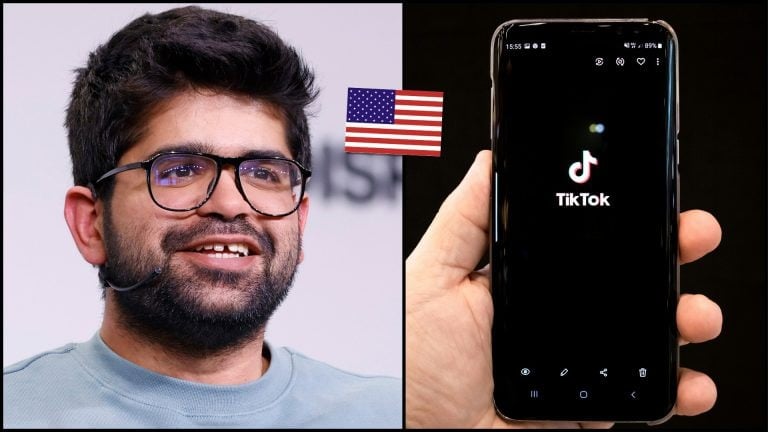 ceo Perplexity, vlajka USA a TikTok v mobile