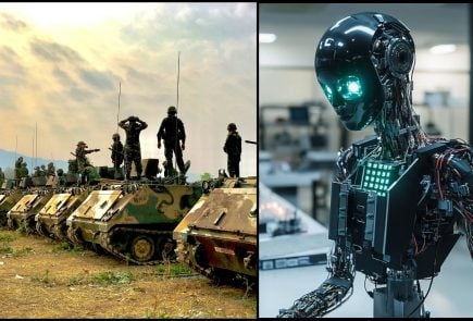 Analytici sa obávajú najhoršieho. Ázijská veľmoc nasadila populárnu umelú inteligenciu do armády armáda vojakov na tankoch a robot akože AI
