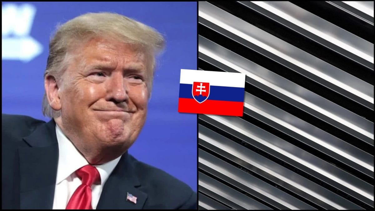 trump oceľ a slovenská vlajka