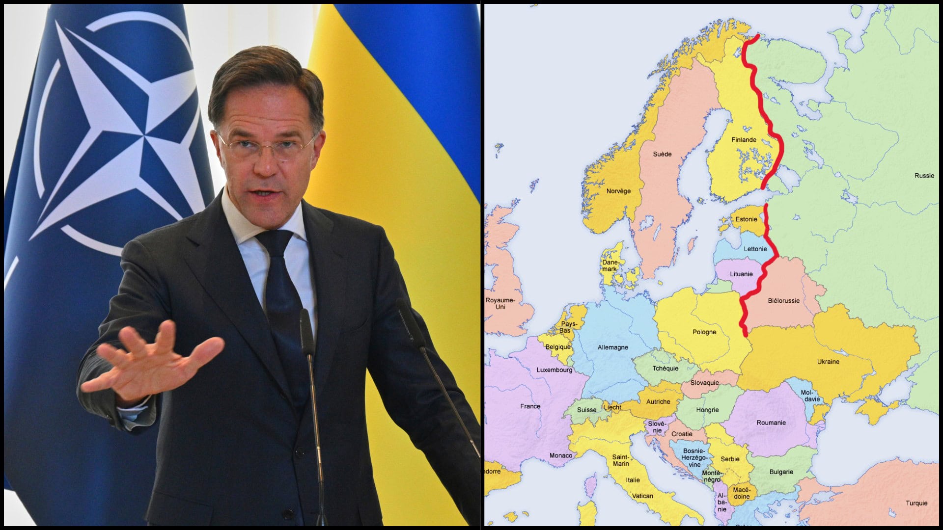 tajomník NATO a mapa Európy.