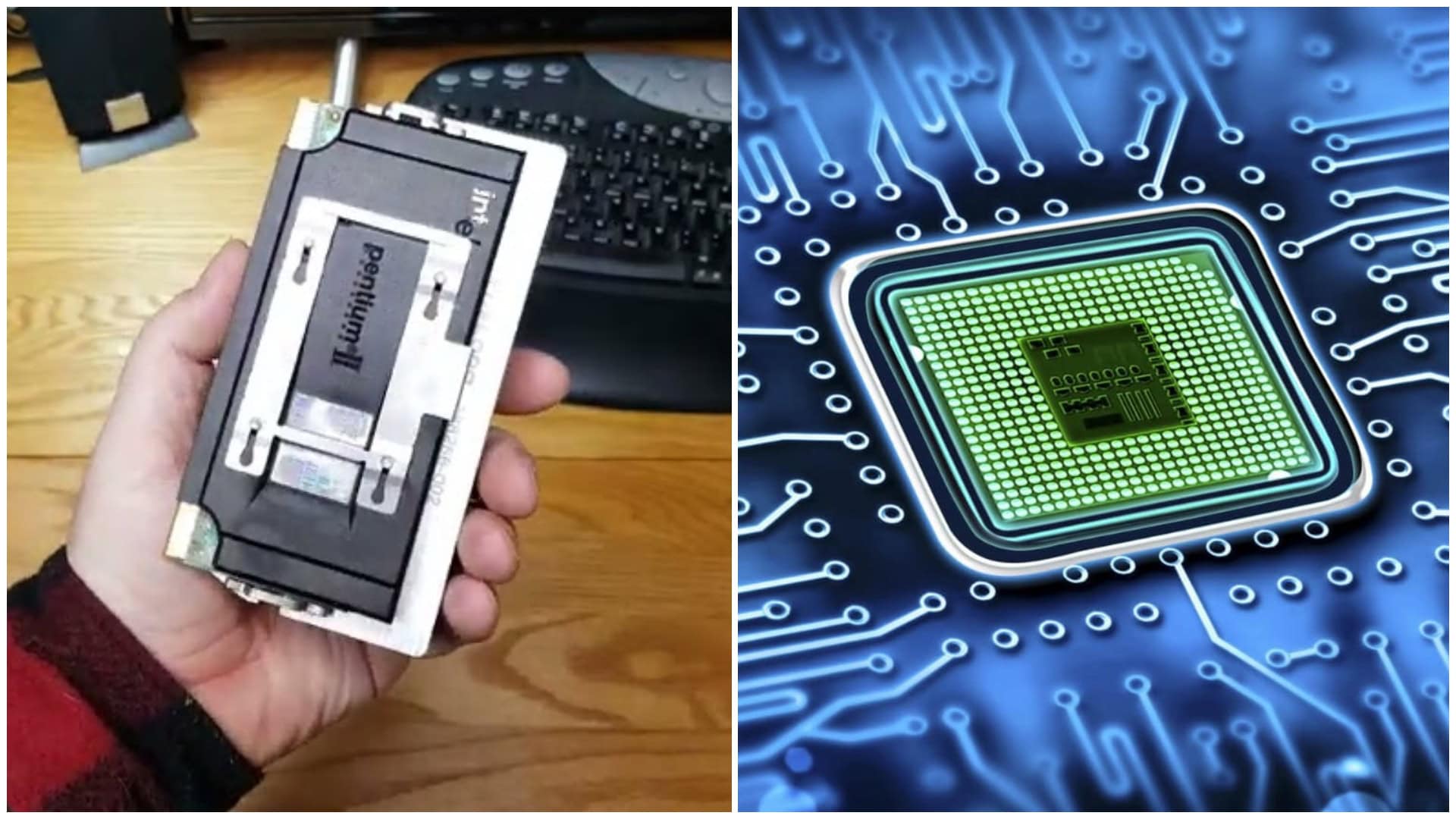intel pentium II v ruke a čip