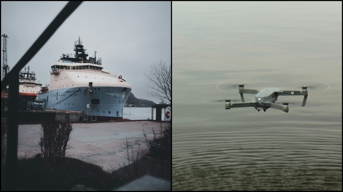 Loď a dron.