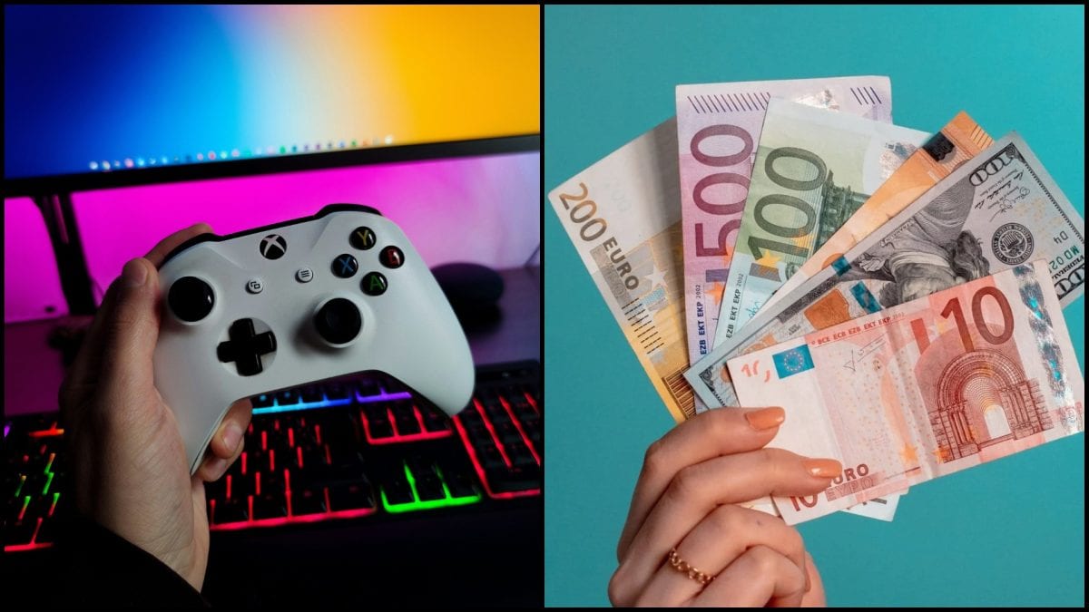 xbox ovládač a peniaze v ruke