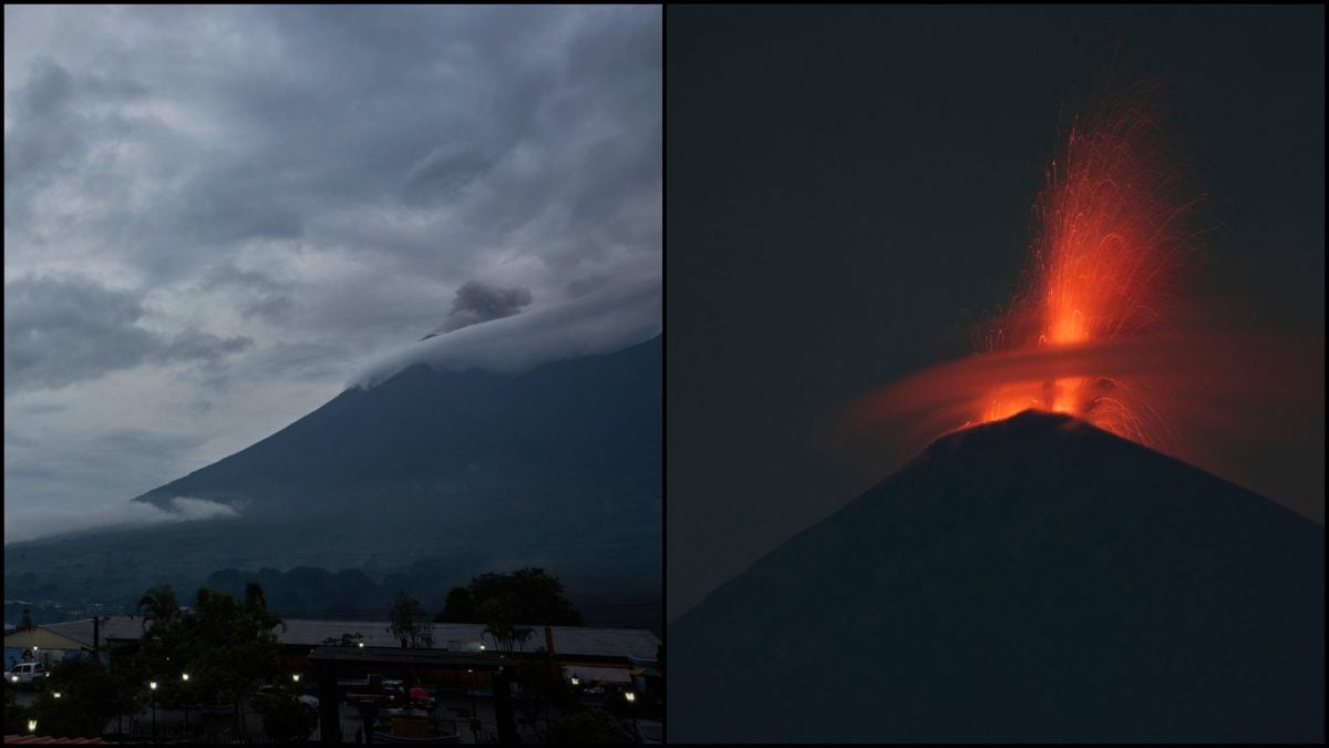 Guatemalská sopka Fuego chŕli lávu.
