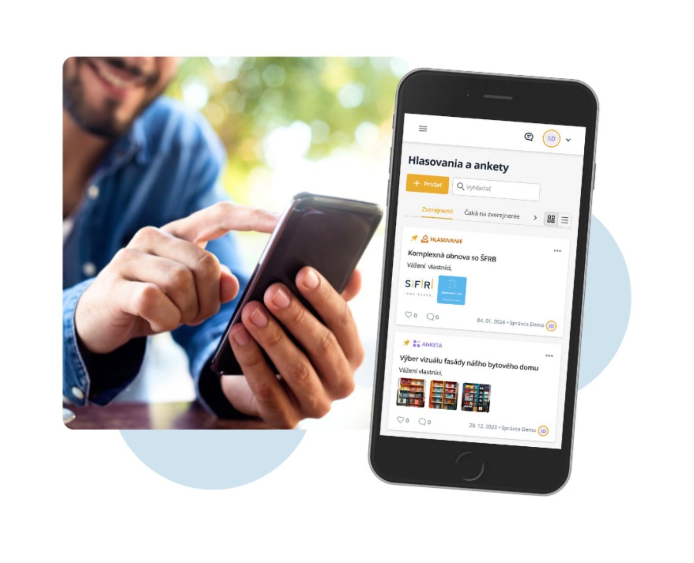 hlasovanie v mobile v apke Resitech