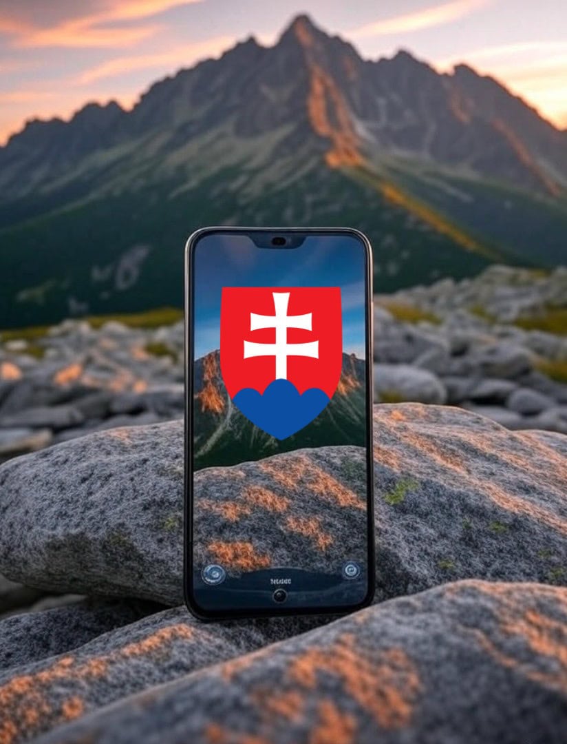 slovenský smartfón v pozadí Vysoké Tatry