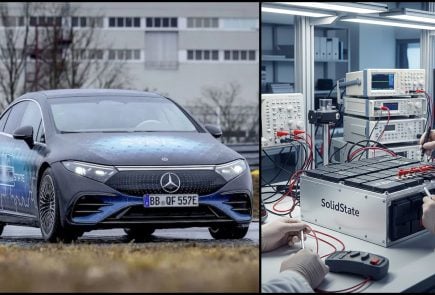 mercedes s pevnou batériou a ona v laboratóriu