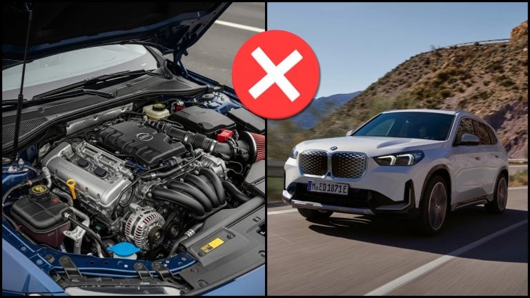spaľovací motor a BMW elektromobil