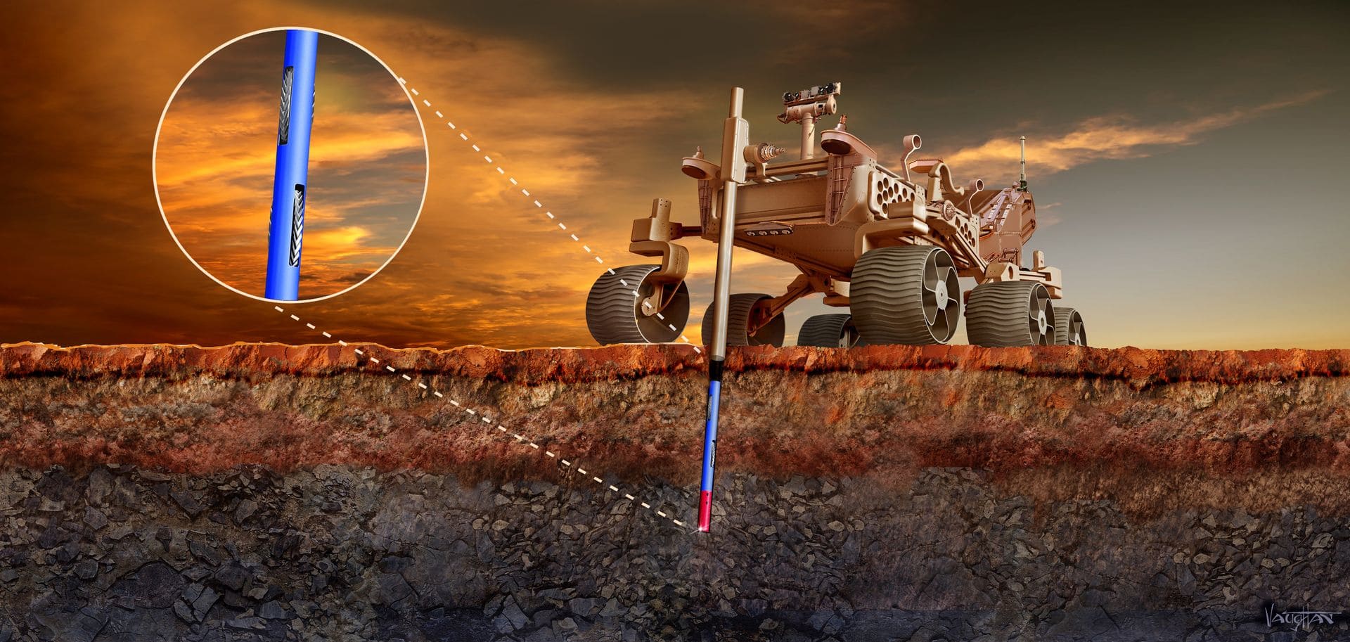 vrtanie Mars Rover NASA