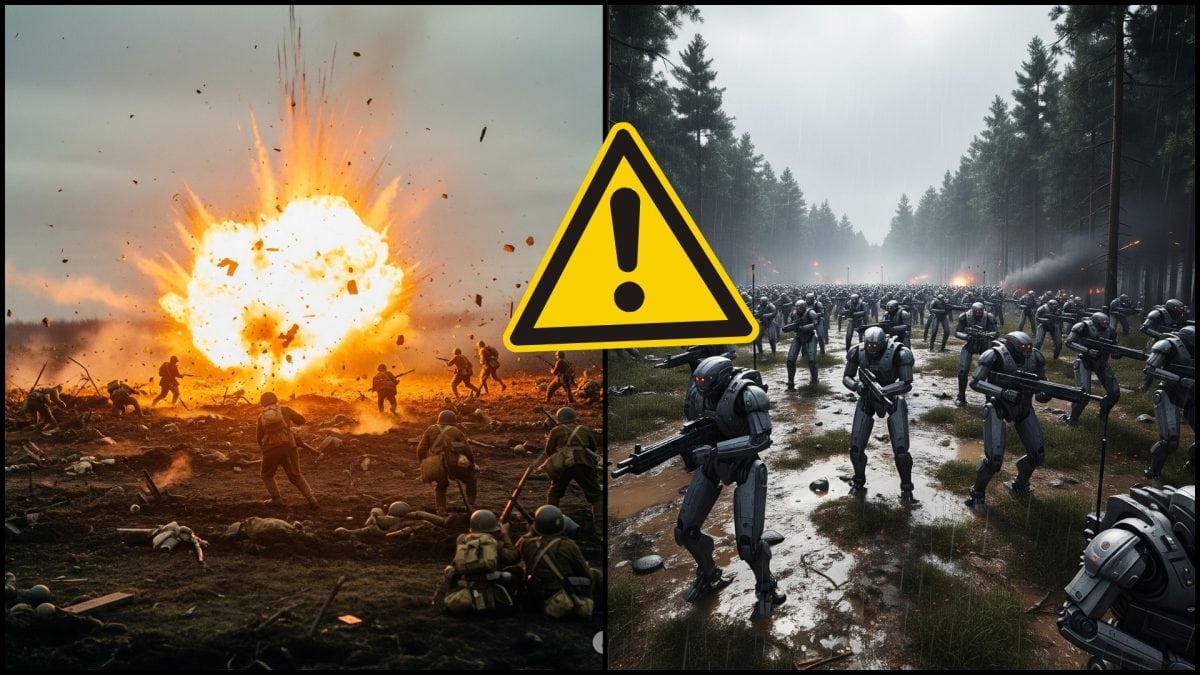 vybuch a humanoidi na vojnovom fronte