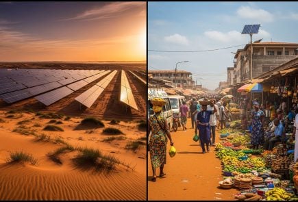 africká ulica a solárne panely