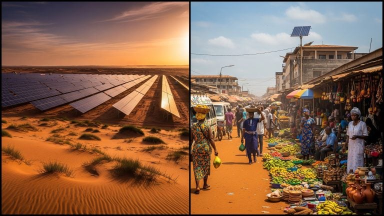 africká ulica a solárne panely