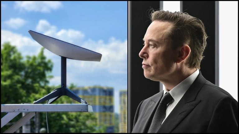 elon musk a prijímač starlinku