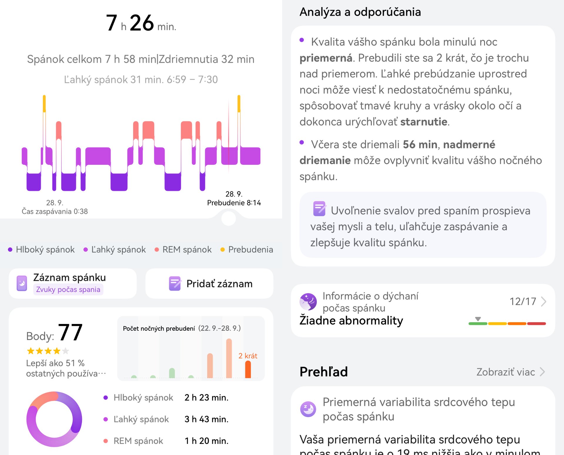 Huawei Health spánok