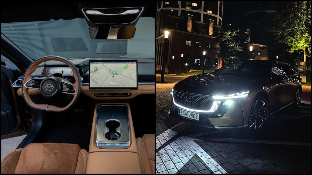 mazda 6e interiér a exteriér za tmy
