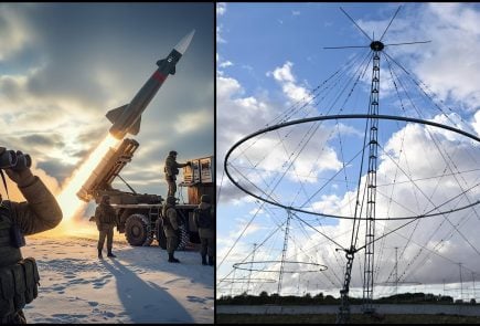 radar nostradamus a ruskí vojaci odpaľujú hypersonickú raketu, pravdepodobne na Európu, ako inak