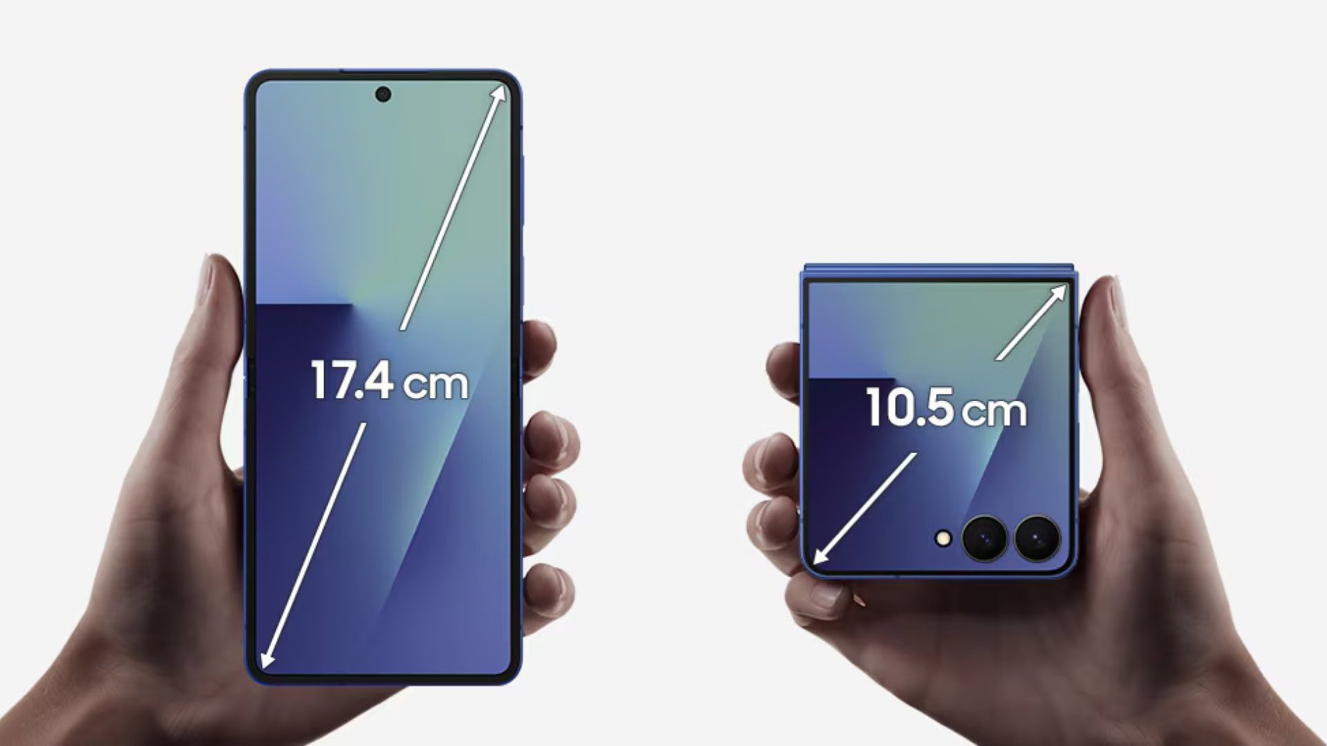 Samsung Galazy Z Flip 7 v ruke porovnanie veľkostí