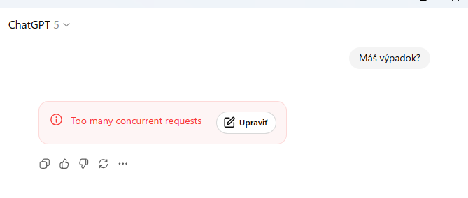 ChatGPT mal výpadok služieb