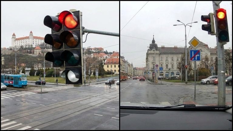 semafor s bielym doplnkovym svetlom