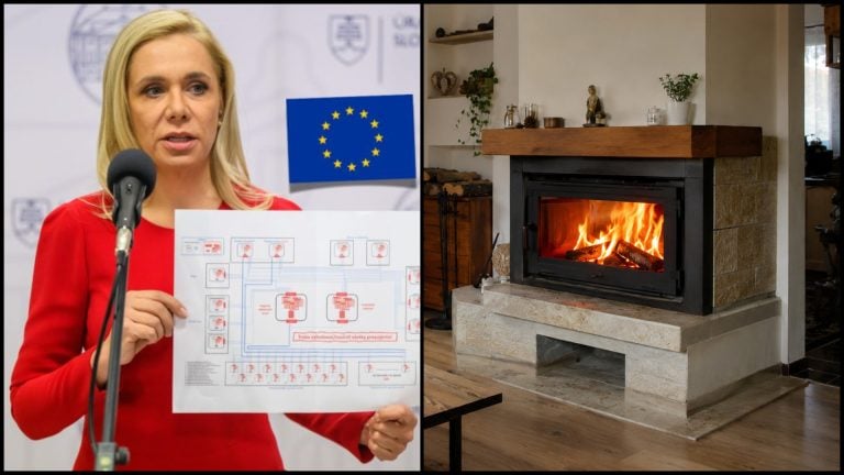 denisa saková a krb v obývačke