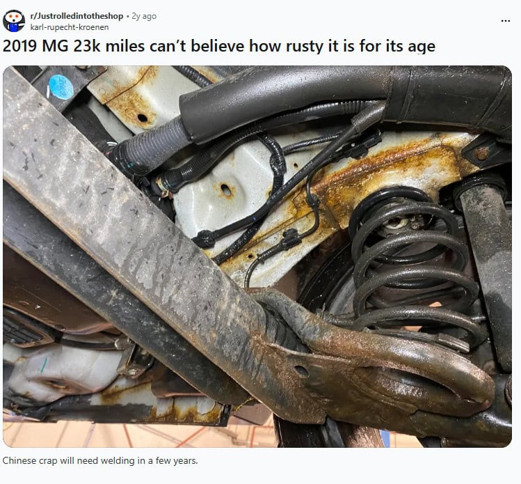 Prípad korózie jedného z modelov čínskej značky MG len po necelých štyroch.rokoch.