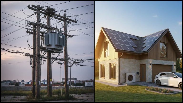 elektrický transformátor a rodinný dom