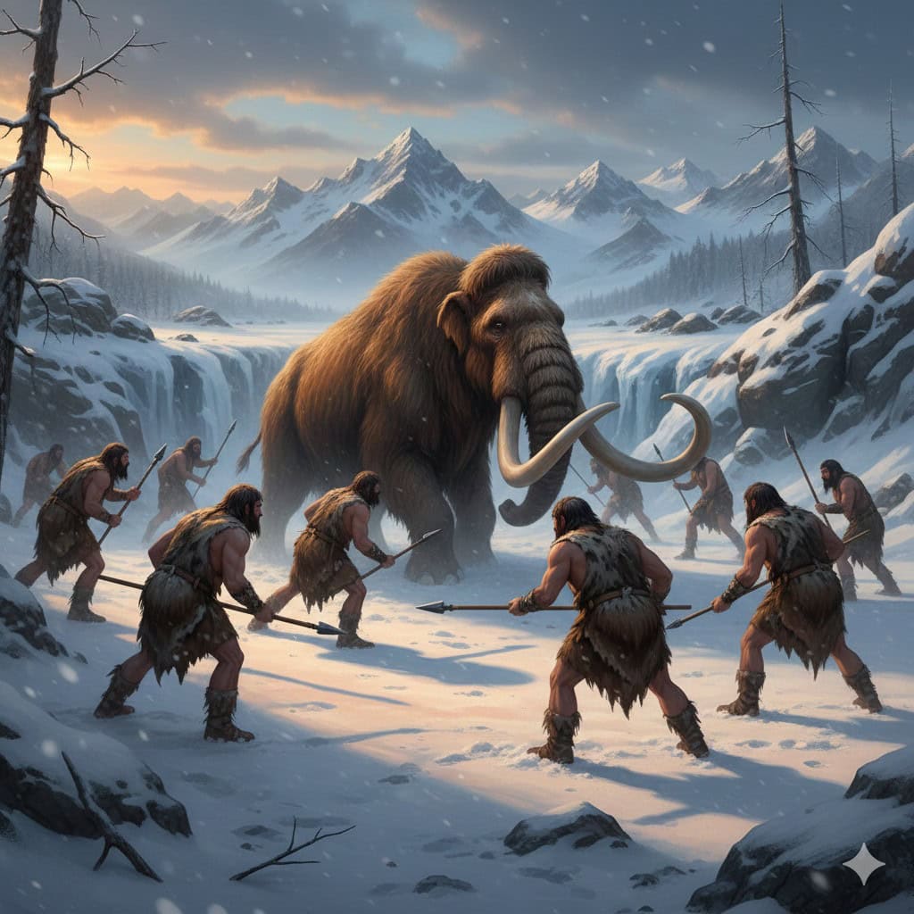 lovci v dobe ladovej lovia mamuta