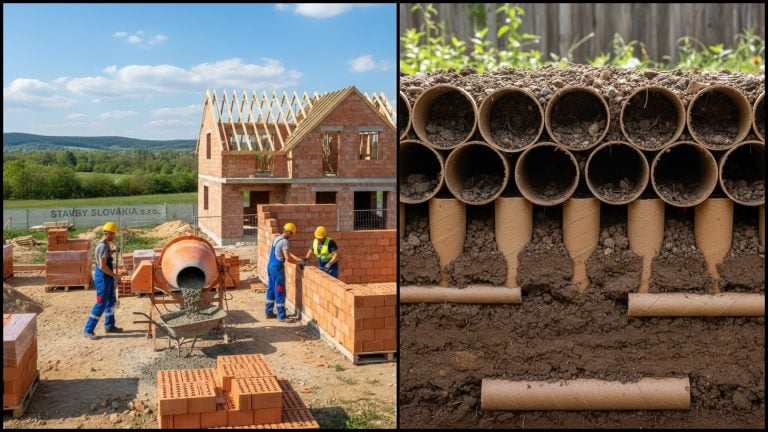 stavba domu a zemina spevnená kartónom