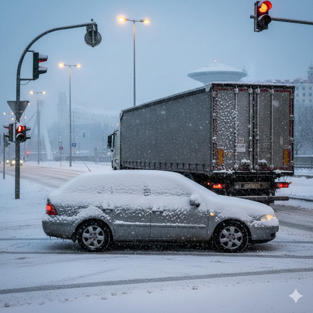 neupravené auto v zime