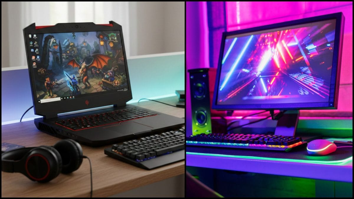 herný notebook a počítač