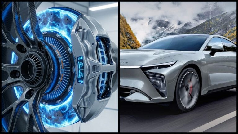 Vizualizácia plne elektrických bŕzd, elektromobil značky Chery