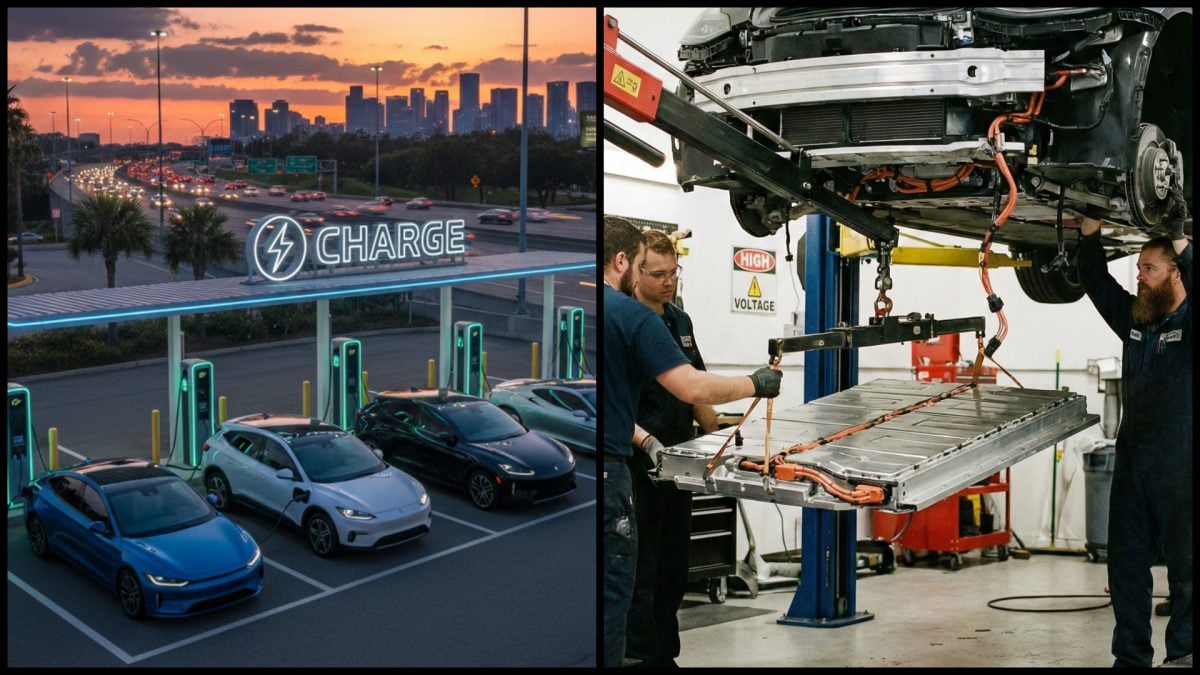 Vizualizácia elektrických áut na nabíjačkách a batéria EV.