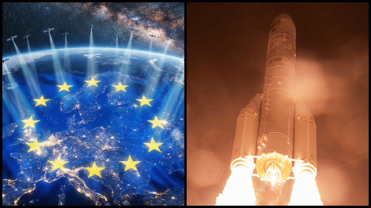 Má zahanbiť aj Muskov Starlink. EÚ ide vo vesmíre postaviť pevnosť s kvantovým šifrovaním Vlajka EÚ, satelity, raketa Ariane 6