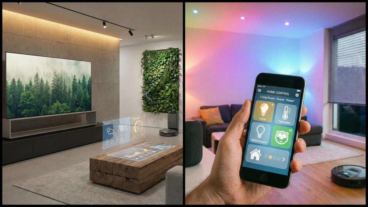 Vizualizácia smart domácnosti, smartfón.