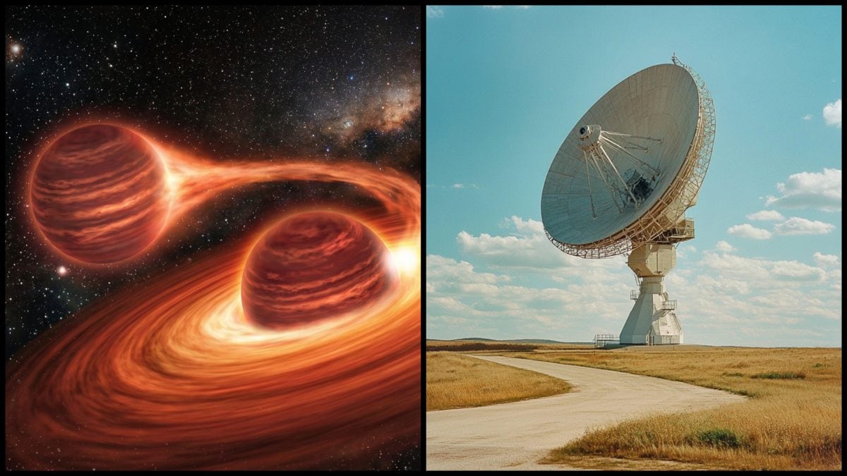 Takto vyzerá vesmírny kanibalizmus: astronómovia ho nikdy predtým nevideli Vizualizácia dvoch hnedých trpaslíkov, rádiové observatórium