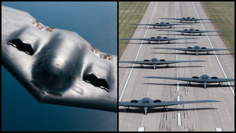 AMerický stealth bombardér B-2 Spirit.