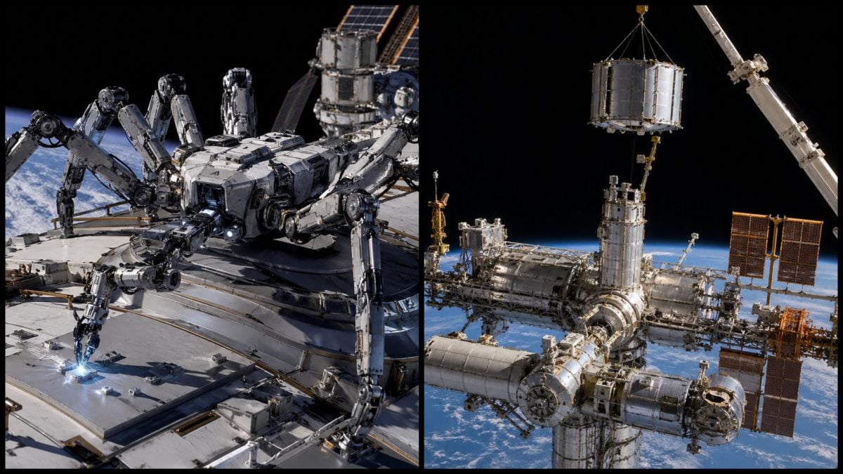 Vizualizácia robotického pavúka vo vesmíre