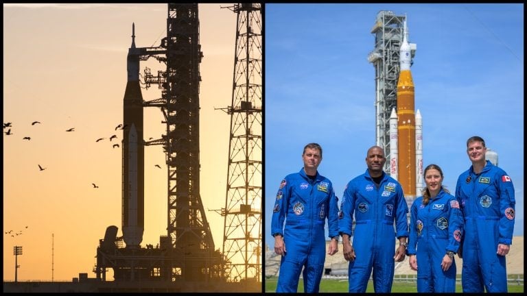 Raketa SLS chystajúca sa na štart v rámci lunárnej misie Artemis II