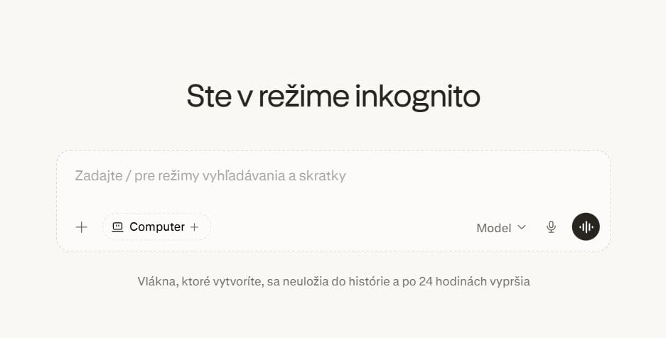 Perplexity režim inkognito