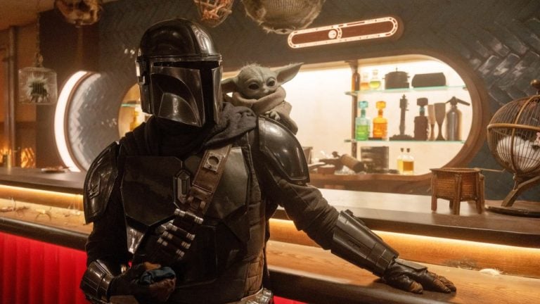 Pedro Pascal a Grogu vo filme Star Wars
