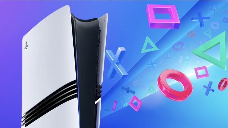 Sony PlayStation 5 Pro na modrom pozadí