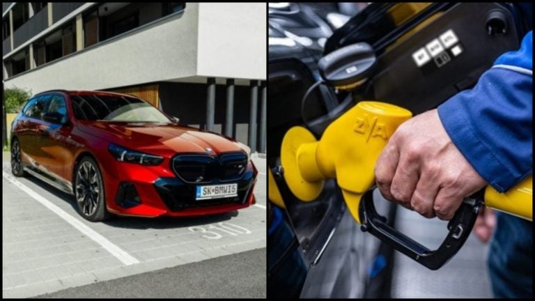 Elektromobil BMW spaľovák tankovanie